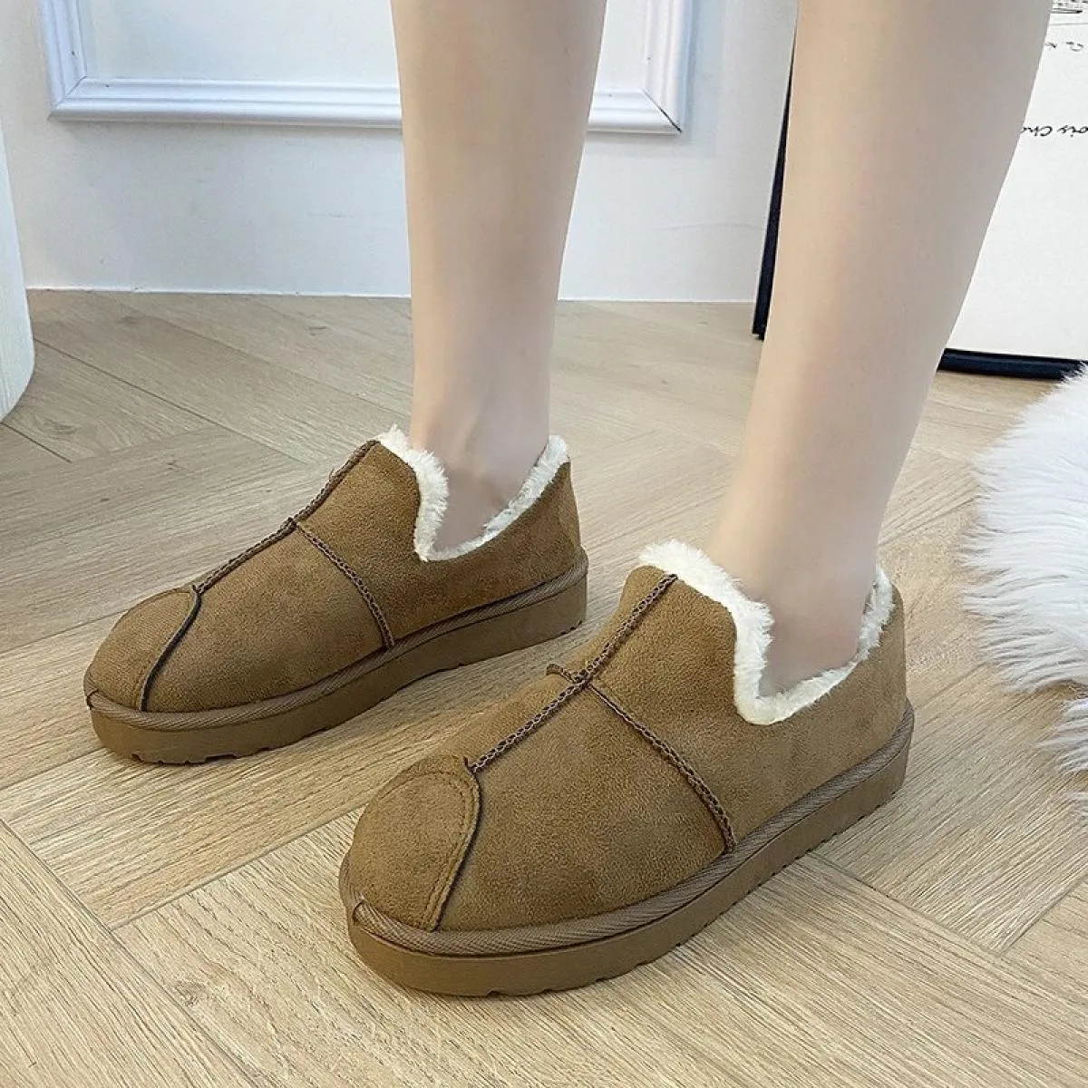 Stivali da neve a tubo corto 2023 Scarpe basse più vendute per scarpe da donna Inverno Punta tonda per adulti Tinta unita caldo