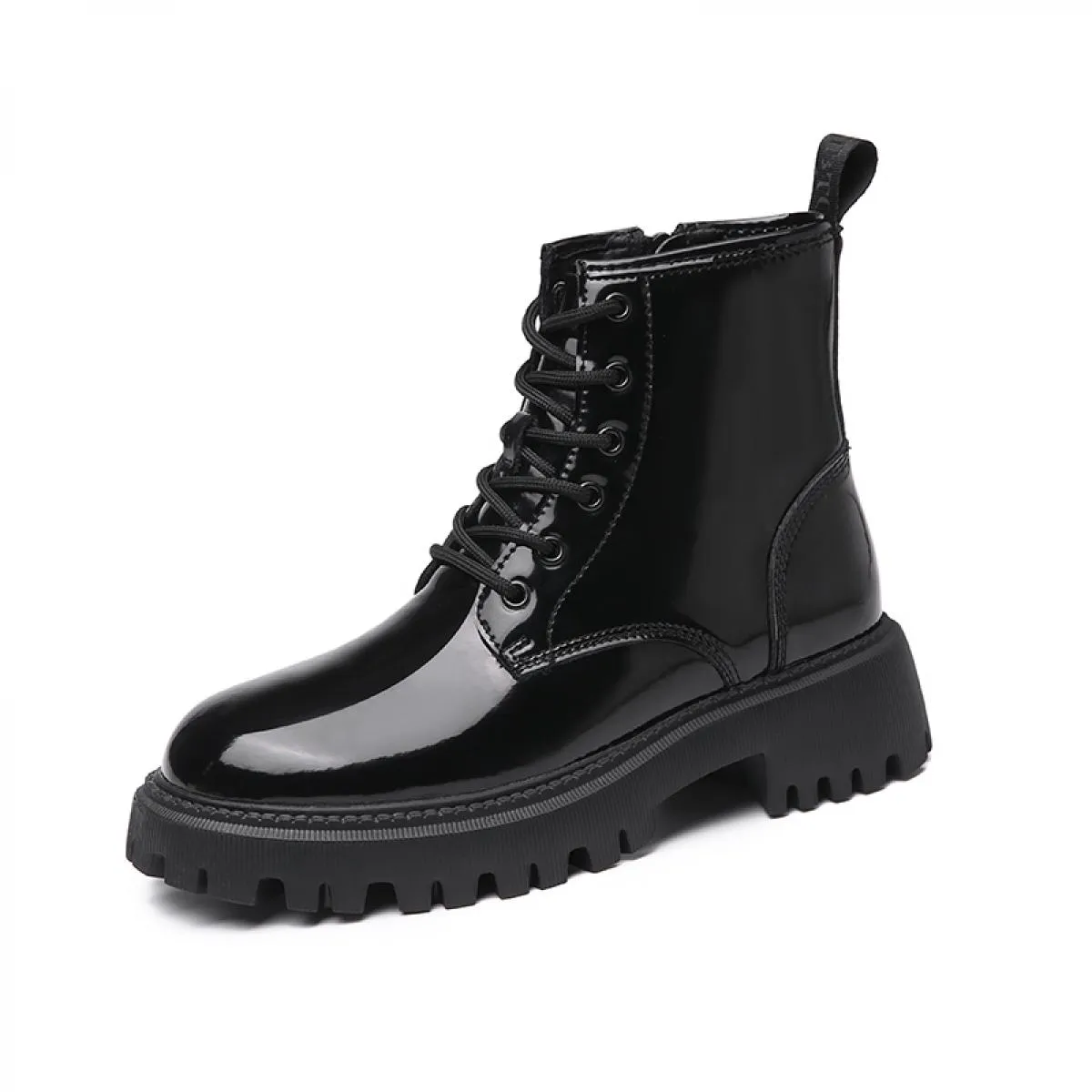 Stivali in pelle verniciata di moda di lusso da donna stile inglese Scarpe con plateau stringate Abito da discoteca per feste Bo