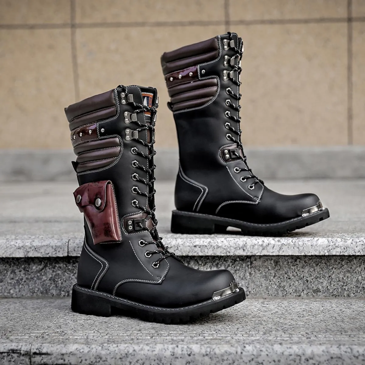 Stivali Martin in morbida pelle primavera e autunno in vera pelle a canna lunga da cavaliere da lavoro per moto scarpe eleganti