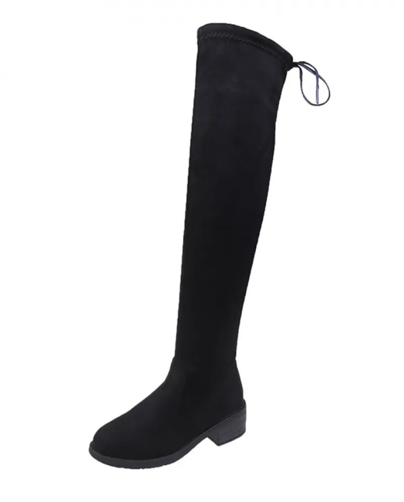 Taglia 35 43 Stivali sopra il ginocchio invernali Donna Tessuto elasticizzato Coscia Donna Scarpe basse Bota Feminina Tacchi alt