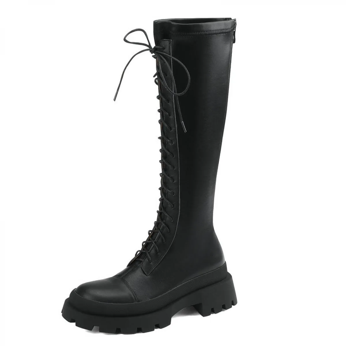 Tendenze stivali alti al ginocchio con plateau in vera pelle autunno inverno scarpe da sposa per feste donna 2022 le più nuove d