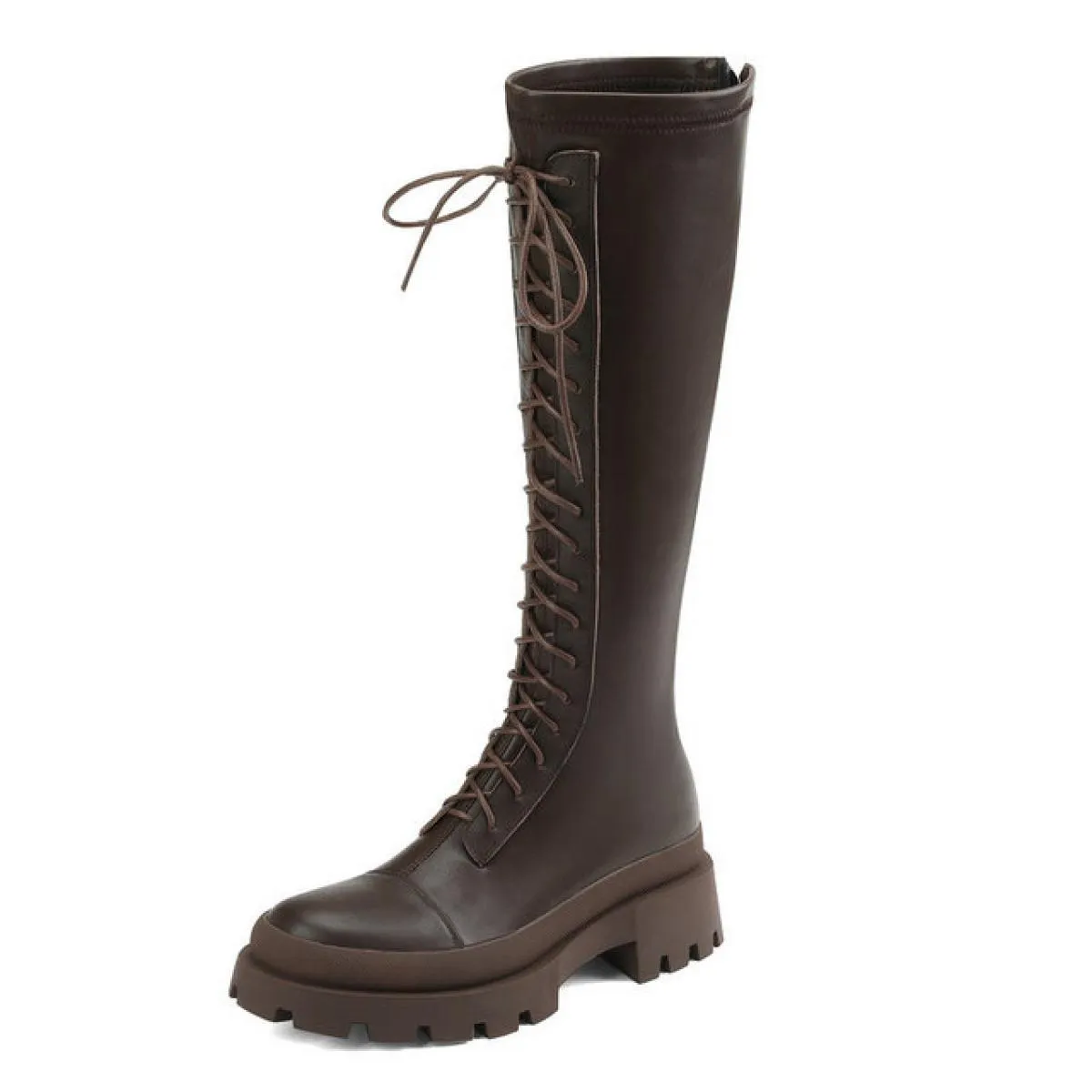 Tendenze stivali alti al ginocchio con plateau in vera pelle autunno inverno scarpe da sposa per feste donna 2022 le più nuove d