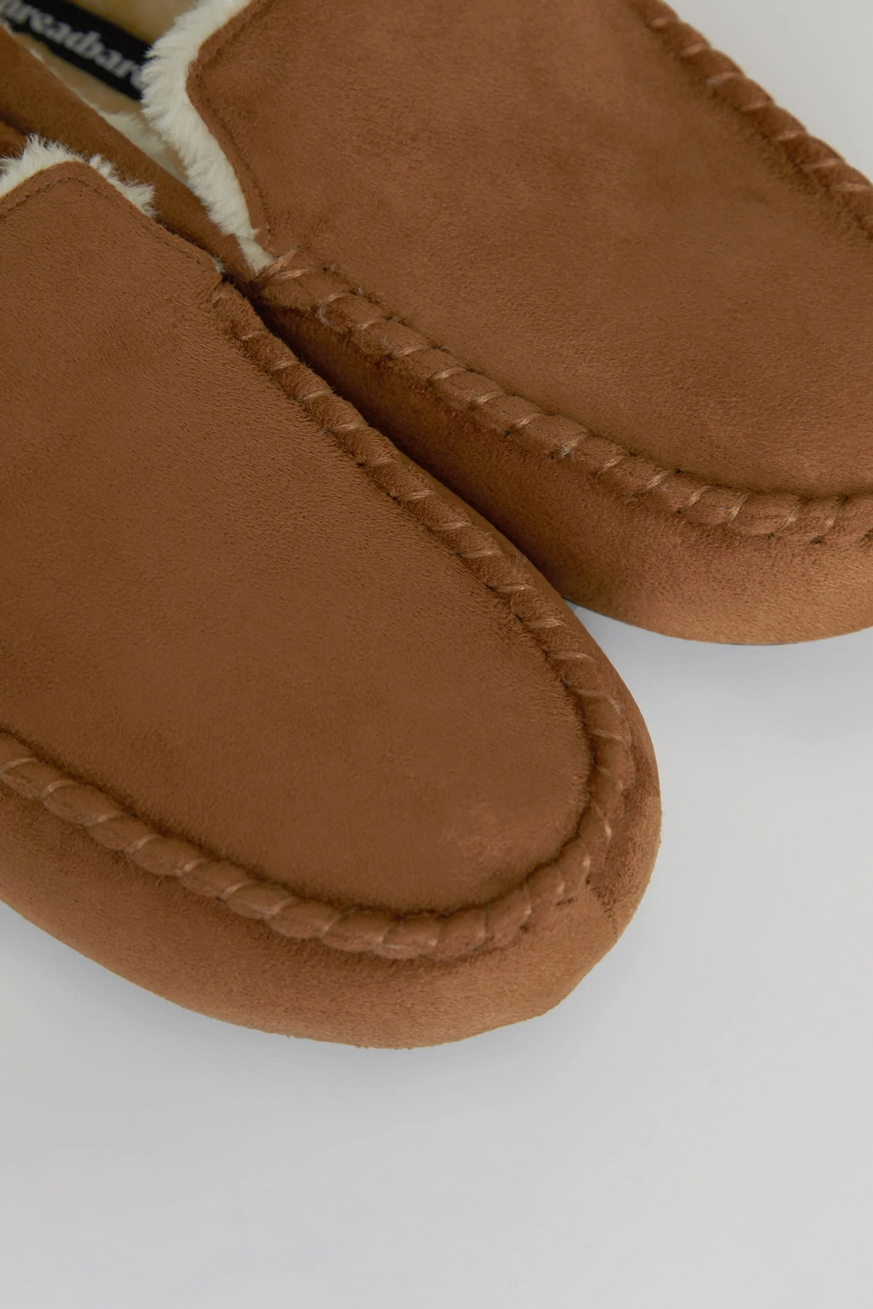 Threadbare - Pantofole a mocassino scamosciato con fodera in pelliccia sintetica