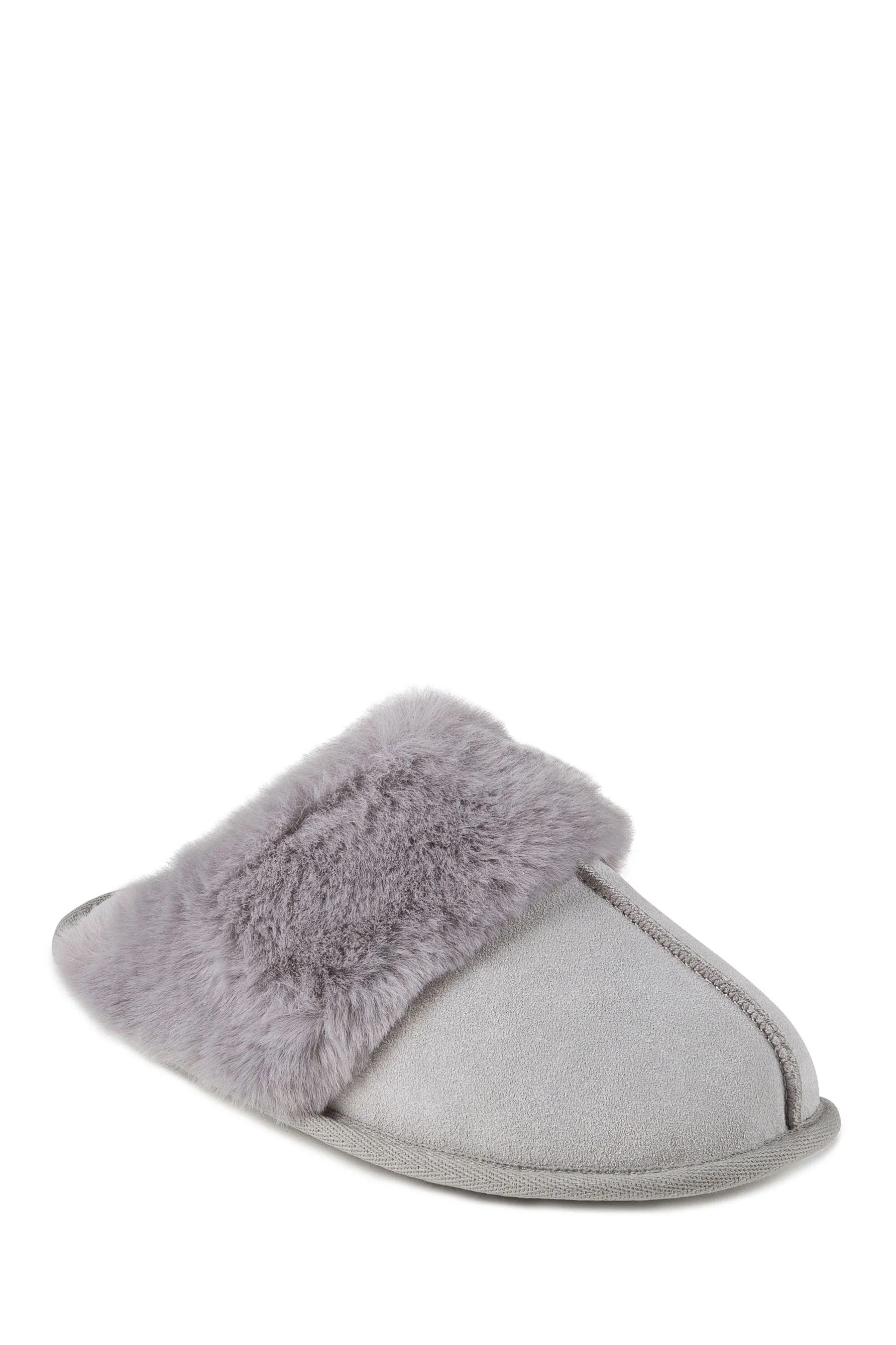 Totes - Isotoner - Pantofole in vero camoscio con polsini in pelliccia sintetica
