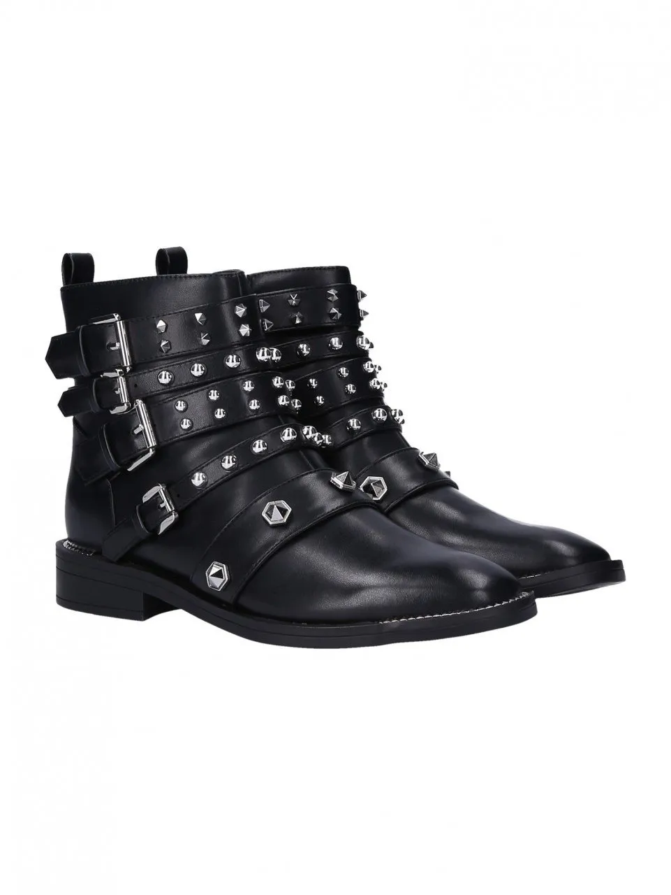 Tronchetti biker con borchie Nero