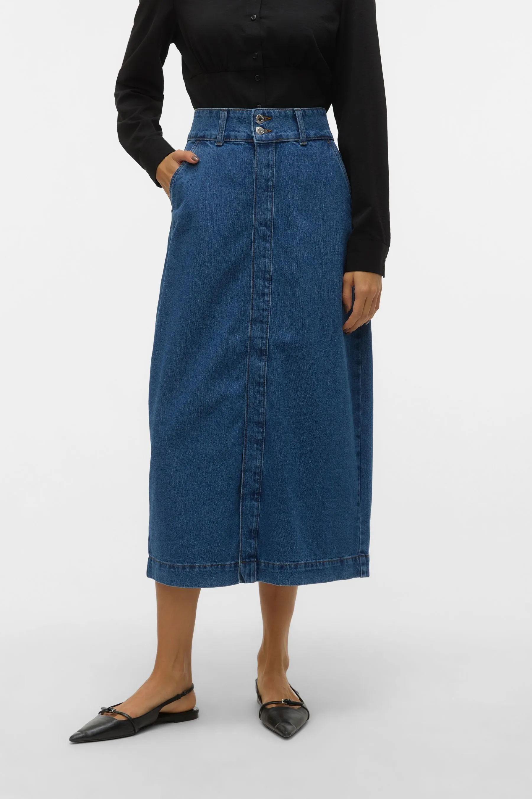 VERO MODA - Gonna midi Denim con bottoni