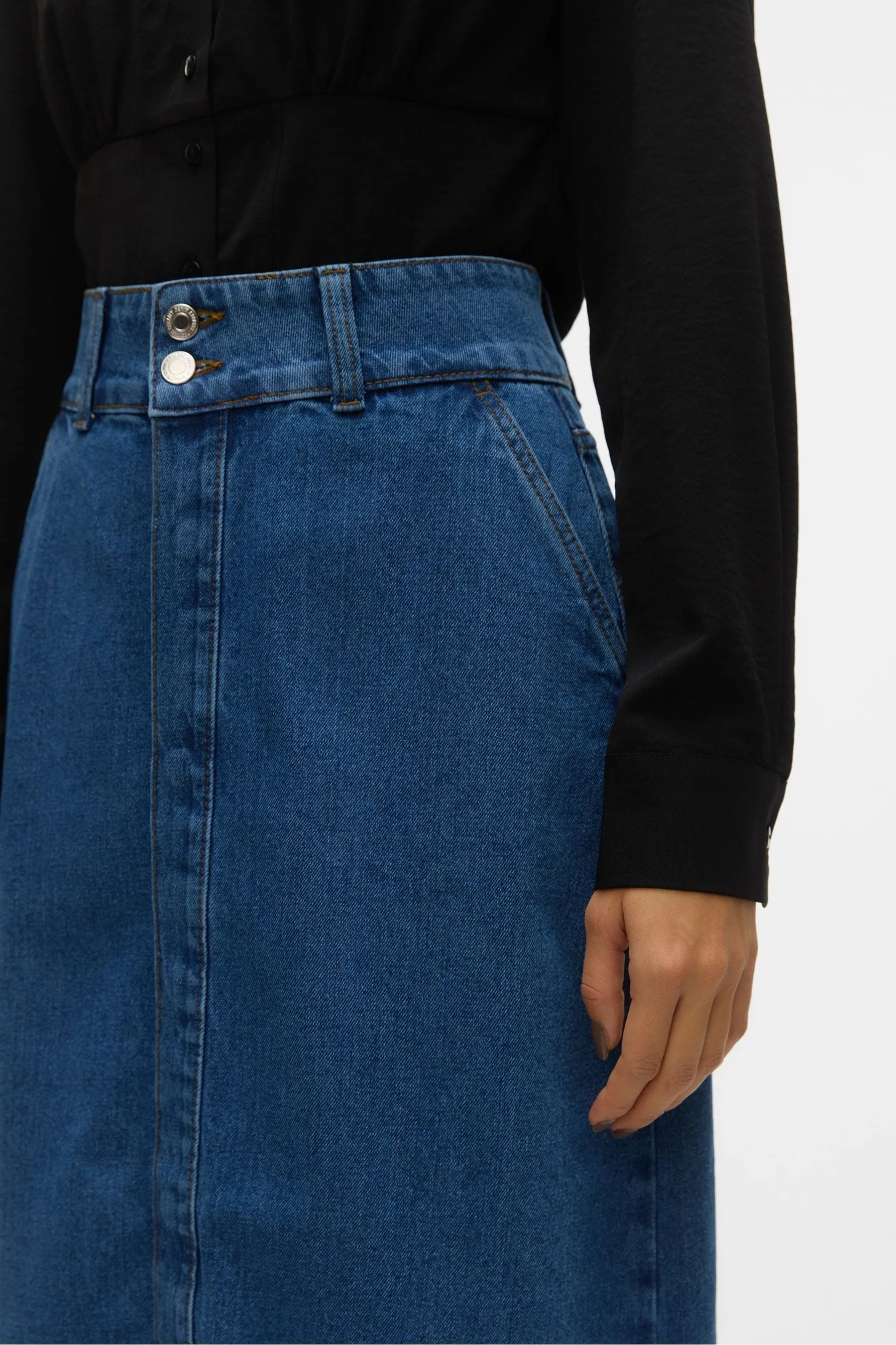 VERO MODA - Gonna midi Denim con bottoni