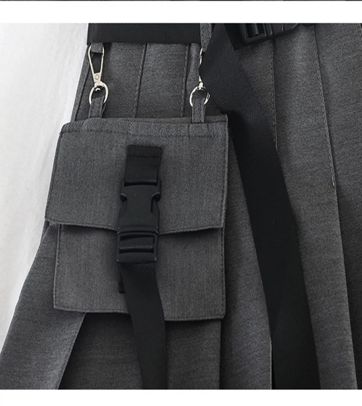 Womens Streetwear Tooling Gonna a pieghe a mezza lunghezza Safari Gonna corta nera Moda a vita alta Harajuku Gonne da donna Sk