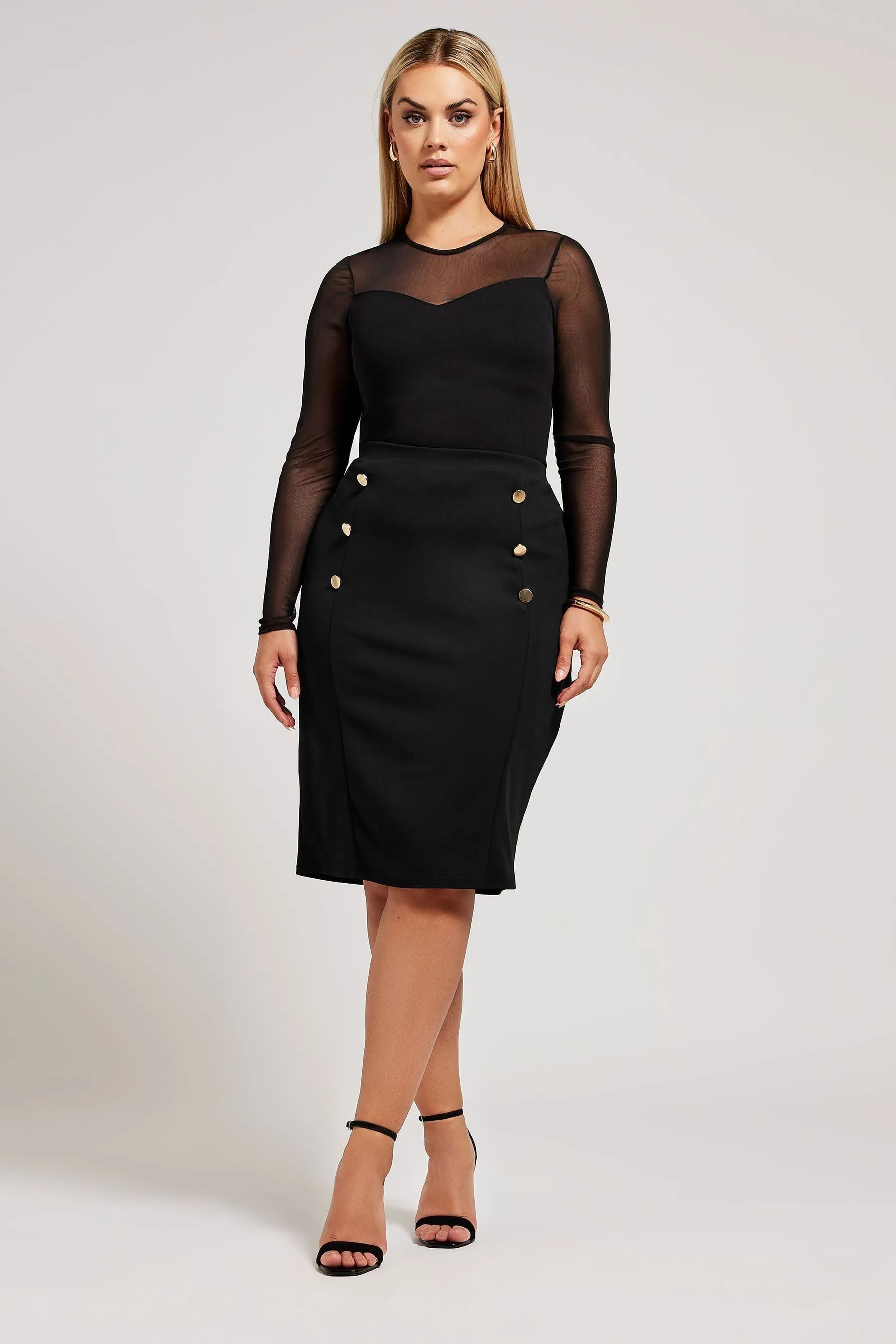 Yours Curve - London - Gonna midi con bottoni