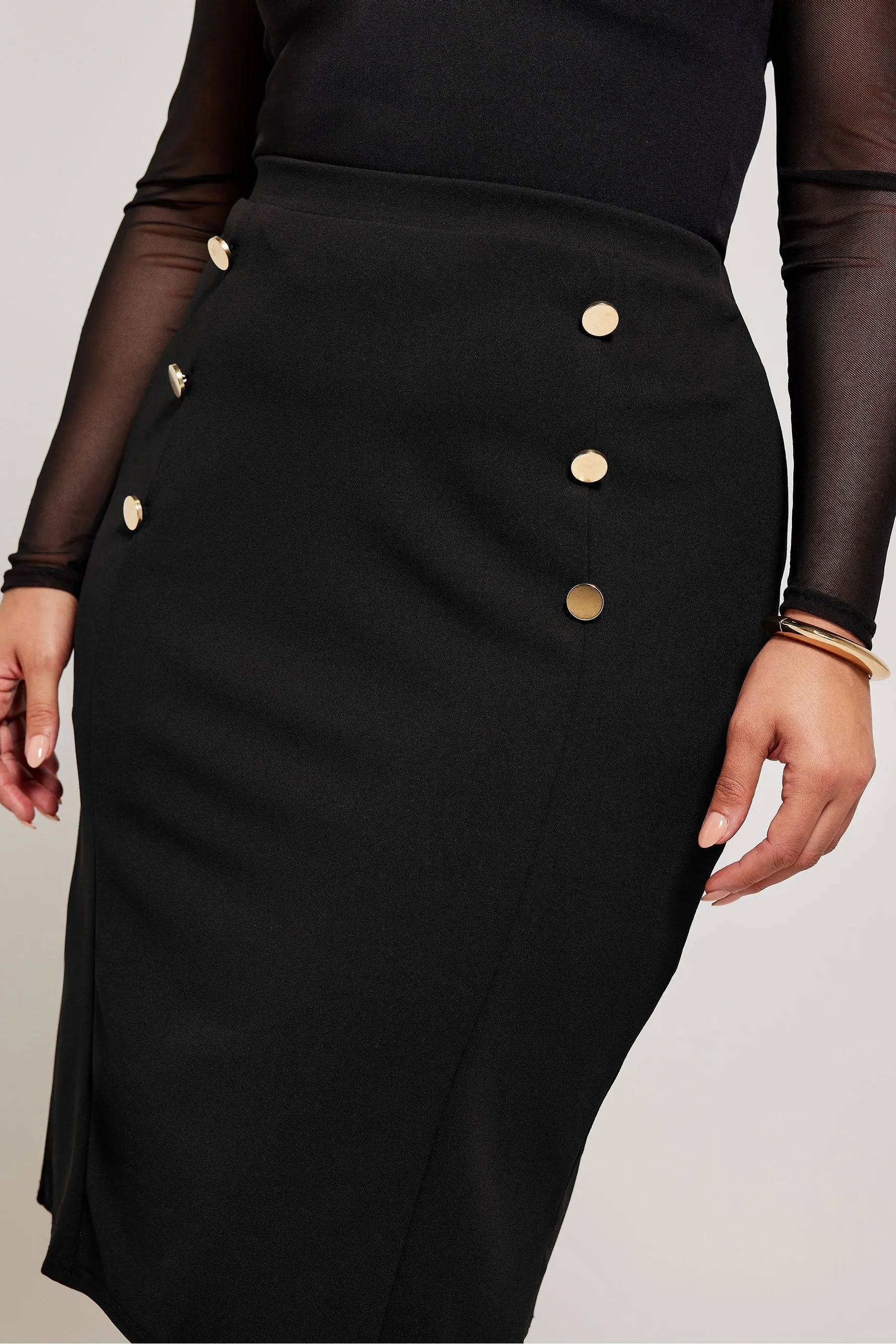 Yours Curve - London - Gonna midi con bottoni