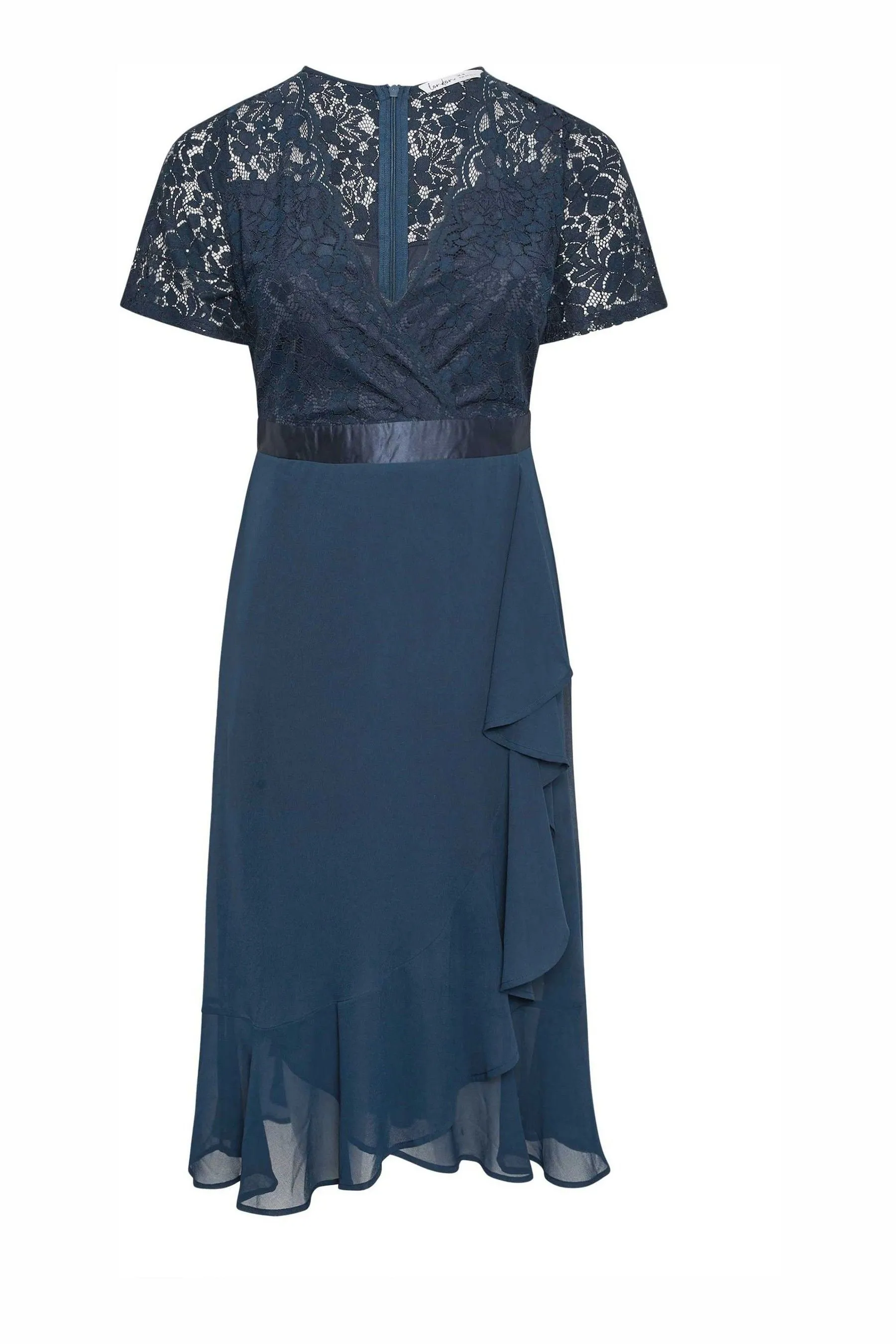 YOURS LONDON Curve - Pizzo - Abito midi a portafoglio con Ruches