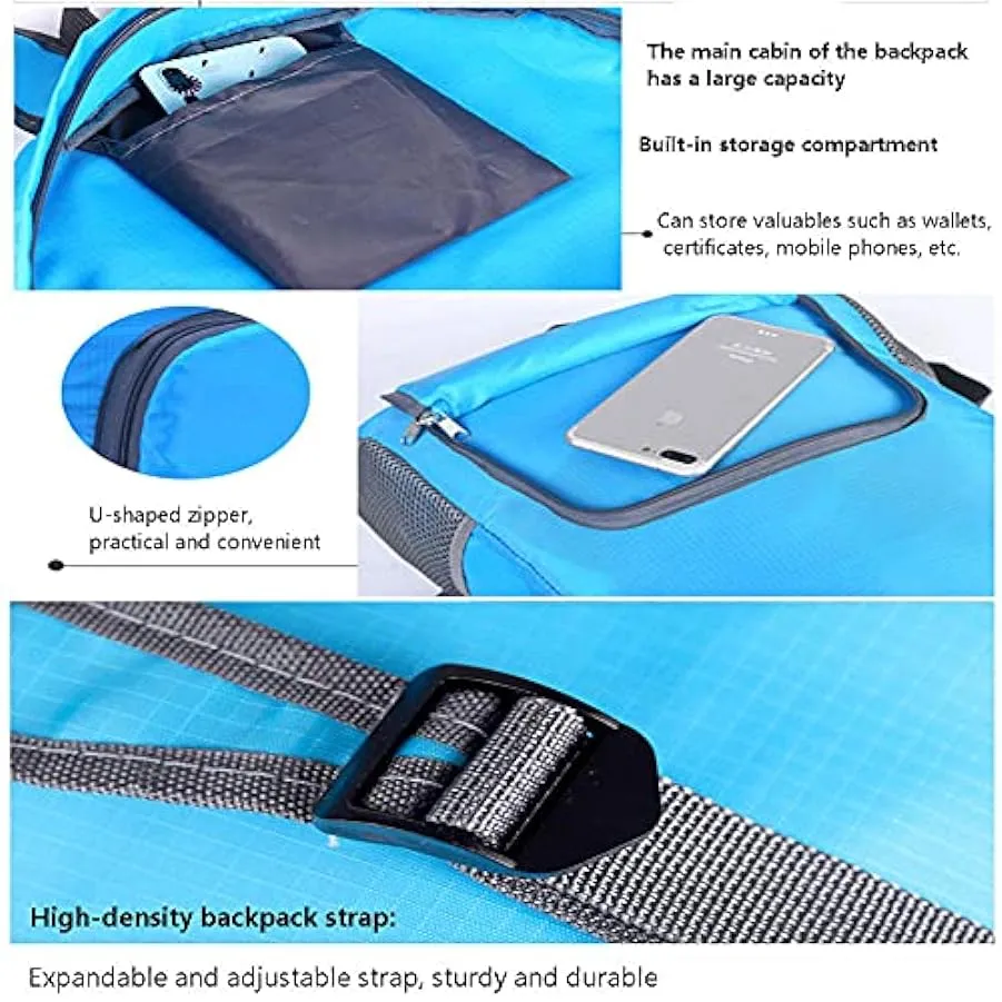 YUNLILI Zaino Ultraleggero Pieghevole 20L Impermeabile Sport Palestra Borsa Computer Borsa Shopping Bag Unisex 1 Pack 31x15x43cm