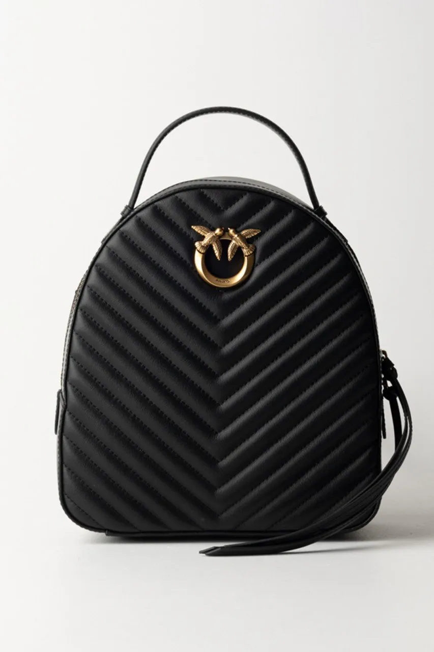 Zaino Love click trapuntato chevron NERO-ANTIQUE GOLD