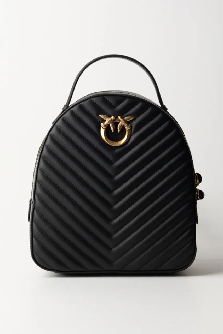 Zaino Love click trapuntato chevron NERO-ANTIQUE GOLD