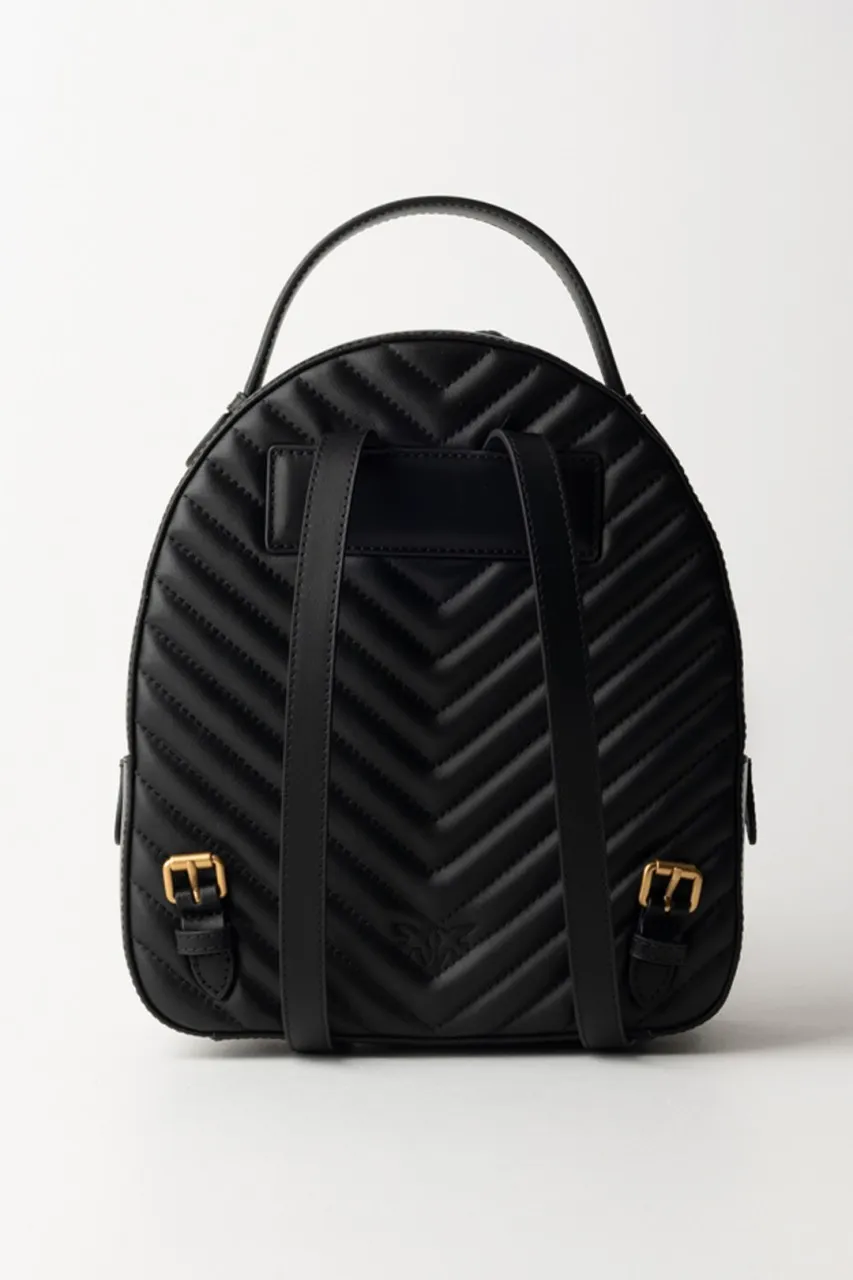 Zaino Love click trapuntato chevron NERO-ANTIQUE GOLD